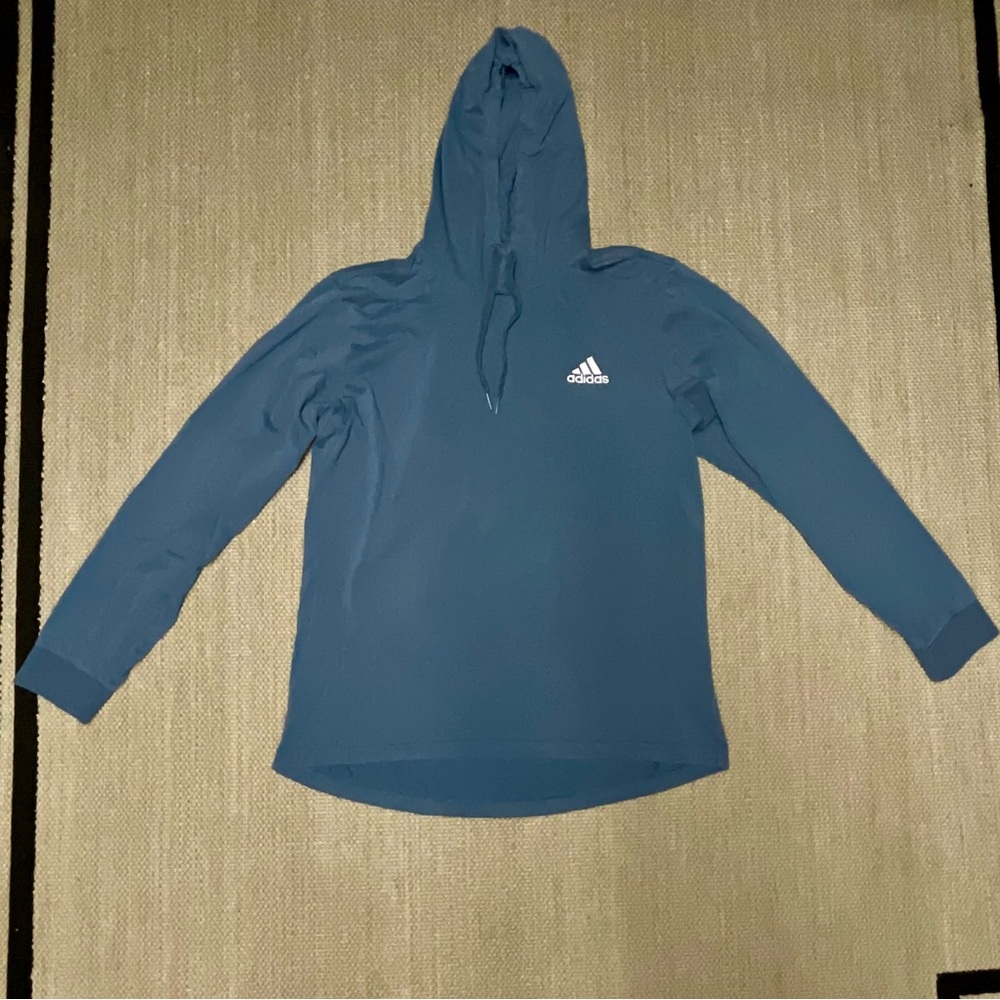 Adidas Women’s Light Blue Lightweight Pullover Hoodie Sweatshirt